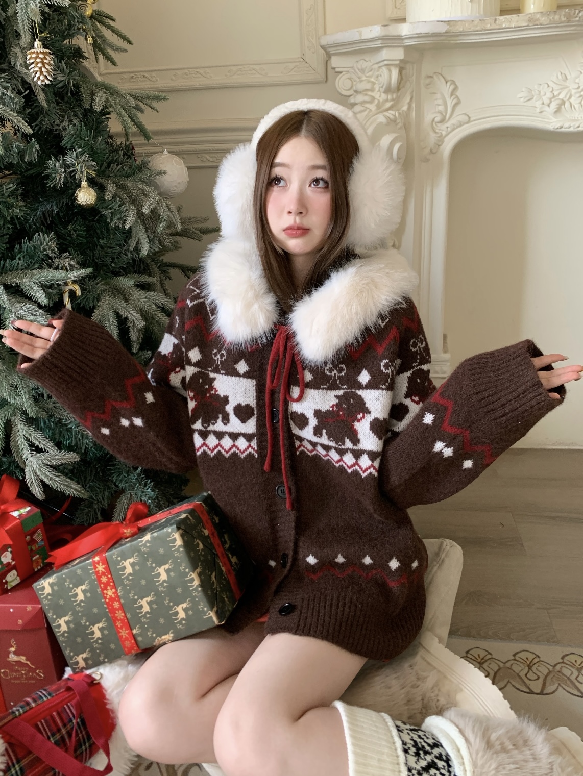 圣诞氛围感穿搭，红色、棕色复古感十足，来挑一套过节吧